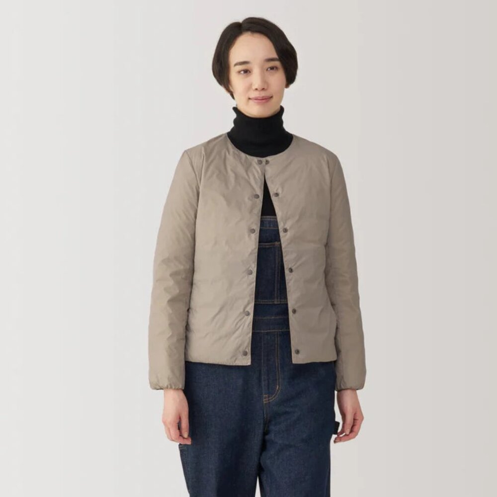 Muji Lightweight Down Collarless Jacket Sz M